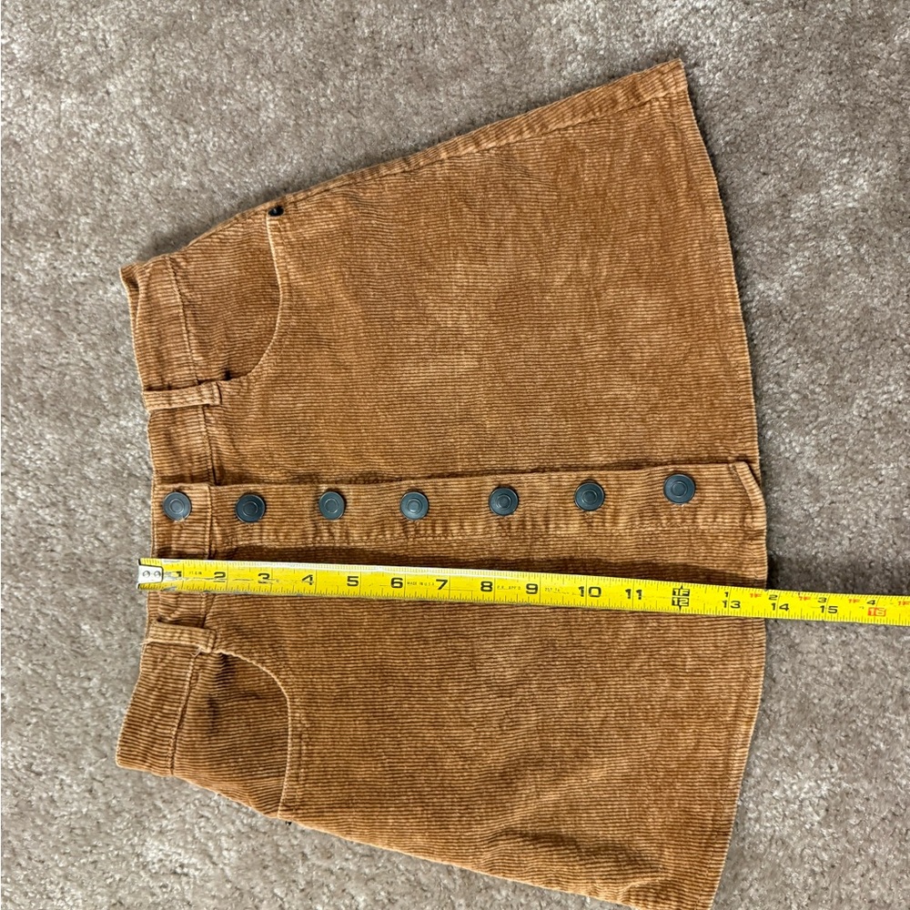 Brandy Melville Corduroy Button-Front Skirt in Mustard Brown small - Picture 2 of 5